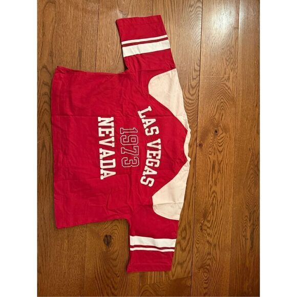 Vintage-Inspired Red Varsity Jersey Top – Las Vegas Nevada 1973, Size S - Picture 4 of 6